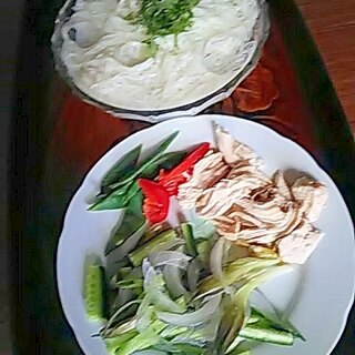 茹で鶏&野菜のヘルシー素麺セット